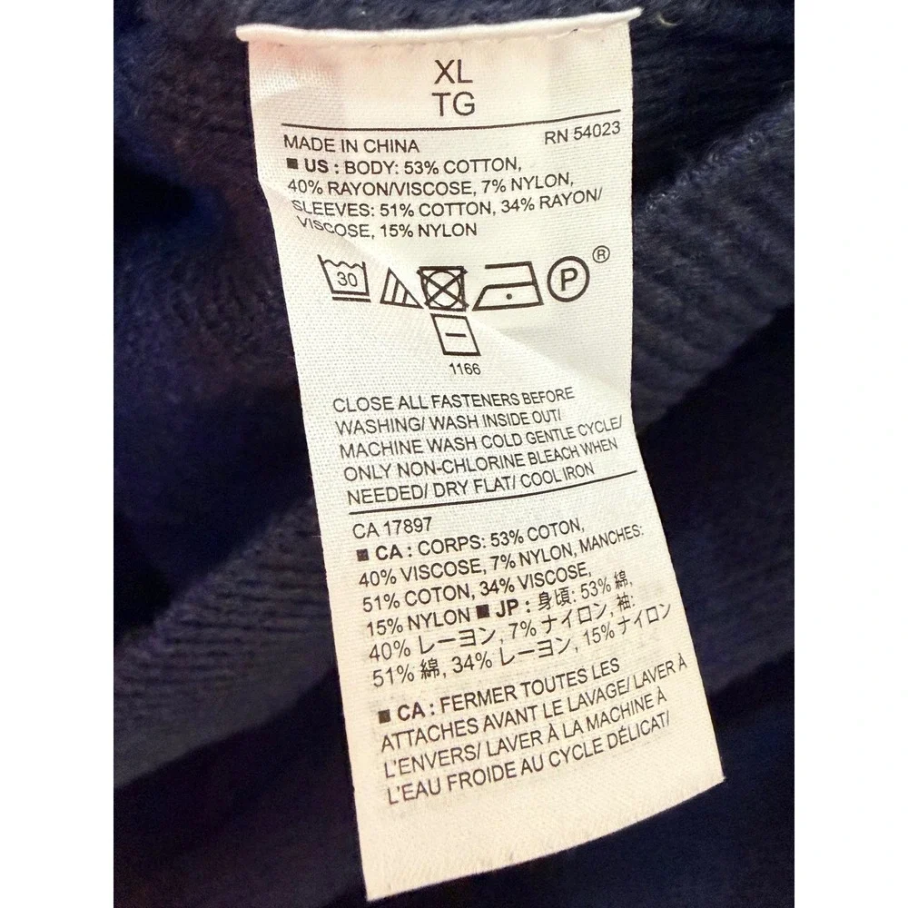 Banana Republic Mens XL Navy Blue Full Zip Cotton Blend Knit Bomber Sweater